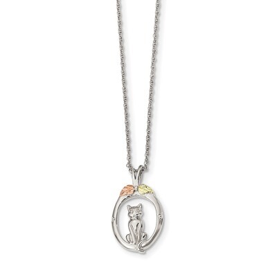 Accents Cat Necklace 10 Inch 12k Gold Sterling Silver QBH265-18, MPN: QBH265-18, 784715550707