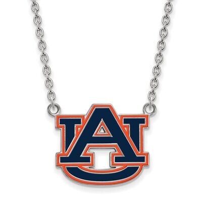 Auburn University Large Enamel Pendant with Chain Necklace Sterling Silver SS078AU-18, MPN: SS078AU…