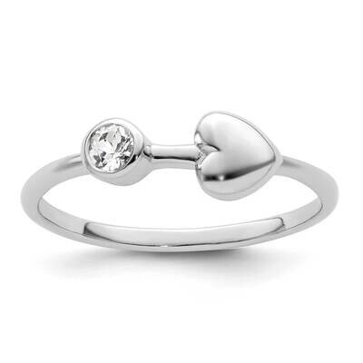 Heart White Topaz Ring Sterling Silver Rhodium-Plated Polished QBR35APR, MPN: QBR35APR,