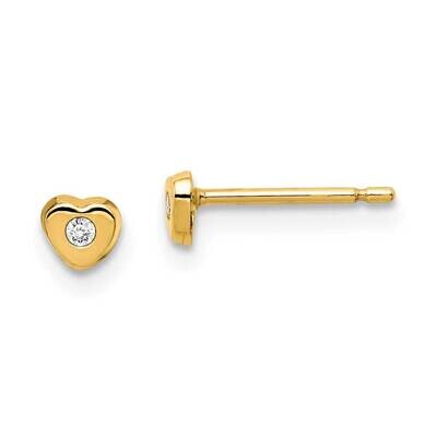 Heart Post Earrings 14k Gold CZ Diamond GK984 by Madi K, MPN: GK984, 886774086873