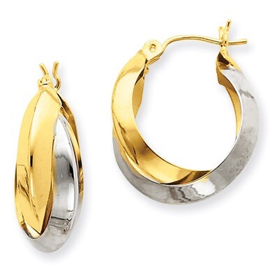 Polished Knife-edge Double Hoop Earrings 14k Two-Tone Gold TH330, MPN: TH330, 883957291758