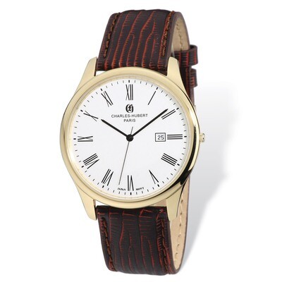 Charles Hubert IP-plated Stainless Leather Band 43mm Watch Men&#39;s XWA4850, MPN: XWA4850, 848870006858