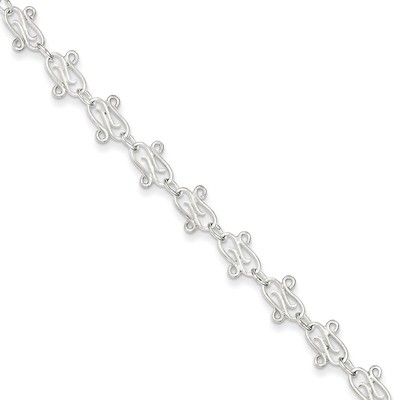 10 Inch Polished Anklet Sterling Silver Fancy QG1240-10, MPN: QG1240-10, 191101274367