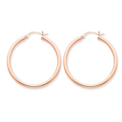 2.5mm Polished Hoop Earrings 14k Rose Gold TE534, MPN: TE534, 883957290942