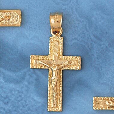 Dazzlers Jewelry Jesus Christ on Cross Pendant Necklace Charm Bracelet in Yellow, White or Rose Gol…