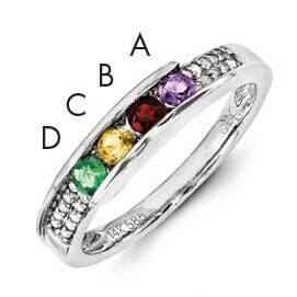 Family Jewelry Synthetic Stone &amp; Diamond Set Ring 14k White Gold XMRW49/4SY, MPN: XMRW49_4--6, 8839…