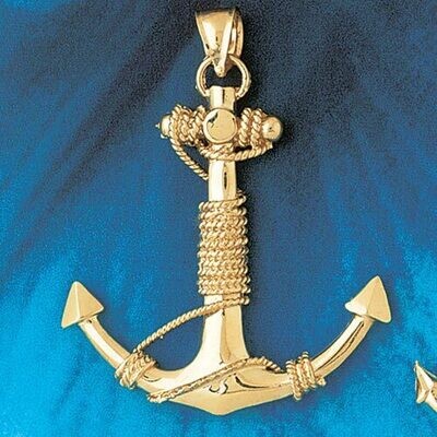 Dazzlers Jewelry Ship Anchor Pendant Necklace Charm Bracelet in Yellow, White or Rose Gold 1111, MP…