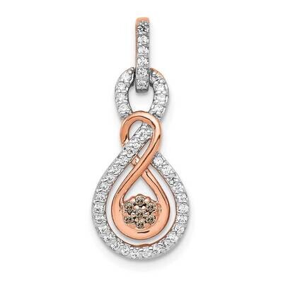 Champagne &amp; White Diamond Double Infinity Chain Slide 14k Rose Gold PM4932-025-RA, MPN: PM4932-025-…