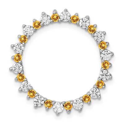 .42 Citrine Fancy Circle Chain Slide 14k White Gold Diamond PM3855-CI-062-WA, MPN: PM3855-CI-062-WA,