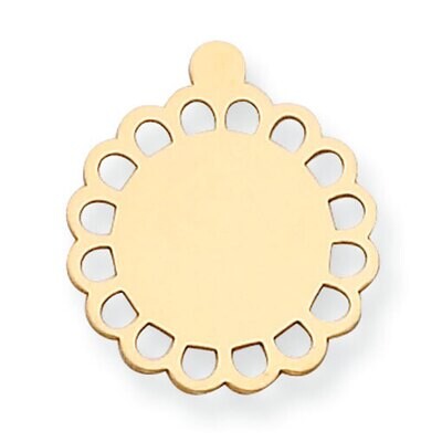 Open Round Scalloped with Eyelet Stamping 14k Yellow Gold YG1286, MPN: YG1286,