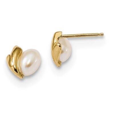 4-5Mm White Rice Freshwater Cultured Pearl Post Dangle Earrings 14k Gold XF616E, MPN: XF616E, 19110…