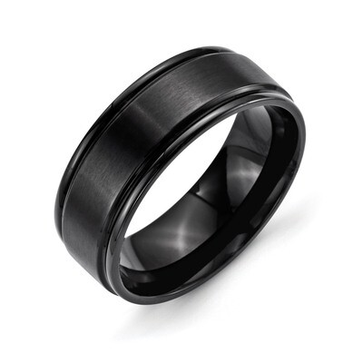 8mm Black IP-plated Brushed Center Polished Edges Band - Stainless Steel SR332 by Chisel, MPN: SR33…
