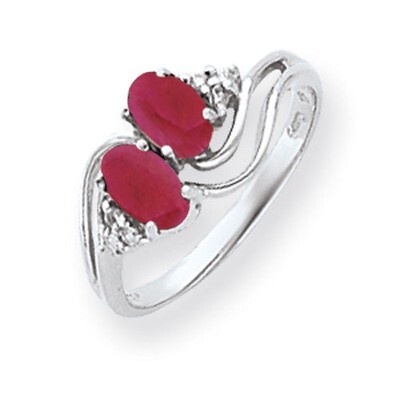 Created Ruby Diamond Ring 14k white Gold 6x4mm Oval Y4618CR/A, MPN: Y4618CR/A, 883957467542
