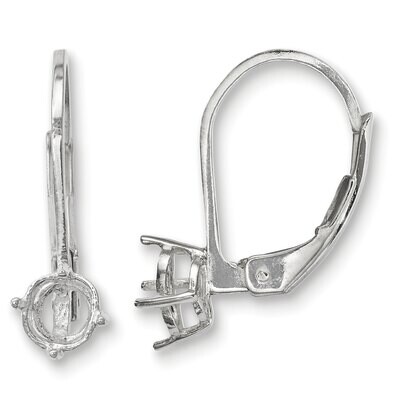 5mm Round Stone Leverback Earring Component Sterling Silver Polished SS4926, MPN: SS4926,