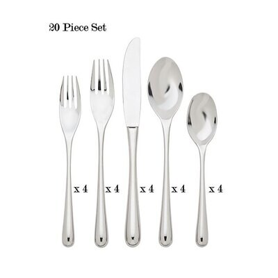 Ricci Pallone 20 Piece Flatware Set 18/10 Stainless Steel 14019, MPN: 14019,