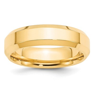 6mm Bevel Edge Comfort Fit Band 14k Yellow Gold BEC060 Engravable, MPN: BEC060, 886774473741
