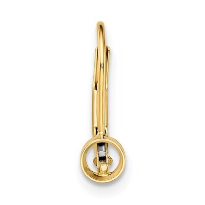 Round 3.25mm Bezel Leverback Earring Mounting 14k Yellow Gold YG403, MPN: YG403,