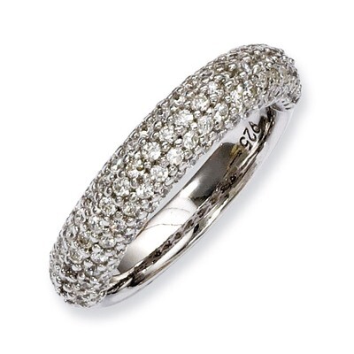113 Stone Diamond Ring Sterling Silver Pave Rhodium-plated QR3405-8, MPN: QR3405-8, 886774299655