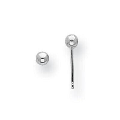 3mm Standard Weight Ball Post Earring Mounting 14k White Gold WG556, MPN: WG556,