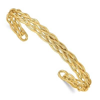 Woven Cuff Bangle 14k Gold Polished  DB680, MPN: DB680, 191101980312