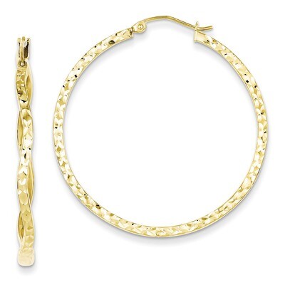 Diamond Cut Wavy Hoop Earrings Sterling Silver Gold Plated QE8464, MPN: QE8464, 886774247526