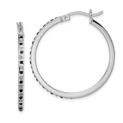 Diamond Mystique Platinum-plated Black/White Dia Hoop Earring Sterling Silver QE14399, MPN: QE14399…