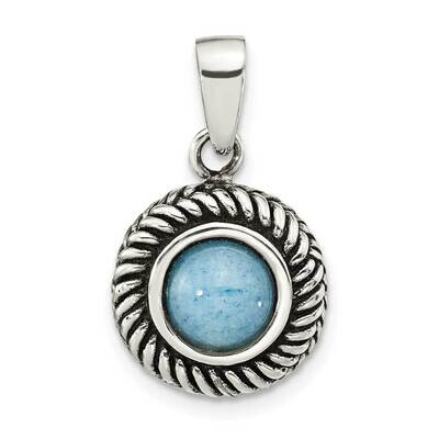 Circle Imitation Turquoise Pendant Sterling Silver Antiqued QP5571, MPN: QP5571,