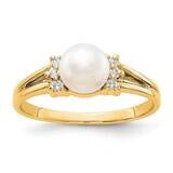 6mm Freshwater Cultured Pearl Diamond Ring 14k Gold Y4310PL_AA, MPN: Y4310PL_AA, 191101198052