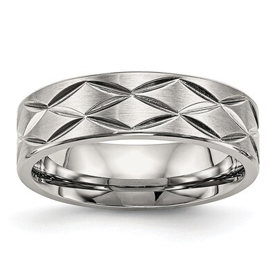 Diamond-cut 6.50mm Band Stainless Steel Brushed and Polished SR526 by Chisel, MPN: SR526, 886774391…