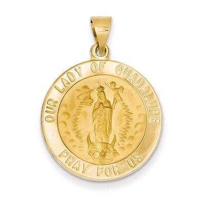 Our Lady of Guadalupe Medal Pendant 14k Gold Polished and Satin XR1247, MPN: XR1247, 883957450209