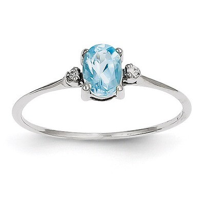 Diamond &amp; Blue Topaz Birthstone Ring 14k White Gold XBR225, MPN: XBR225, 191101380372