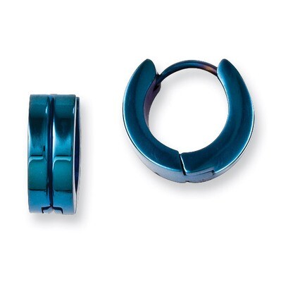 Blue IP-plated Hinged Hoop Earrings - Stainless Steel SRE673 by Chisel, MPN: SRE673, 191101193040