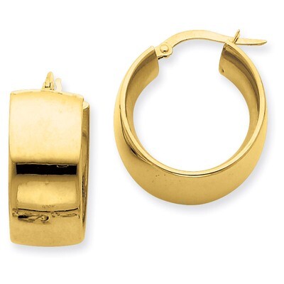 9.75mm Polished Round Hoop Earrings 14k Gold PRE192, MPN: PRE192, 883957320229