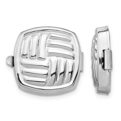 Set/2 Square Woven Design Button Covers Sterling Silver Rhodium-plated QQ616, MPN: QQ616, 883957954…