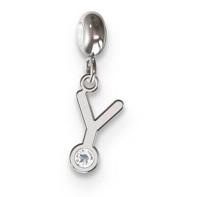 Memi Letter Y with Swarovski Crystal Charm Sterling Silver Rhodium-plated ME111Y-SS, MPN: ME111Y-SS,