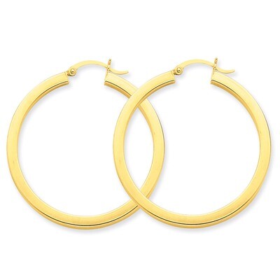 3mm Polished Square Hoop Earrings 14k Gold TE540, MPN: TE540, 883957291000