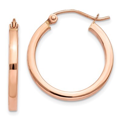 Light Weight Square Tube Hoop Earrings 14k Rose Gold TF737, MPN: TF737, 191101369179