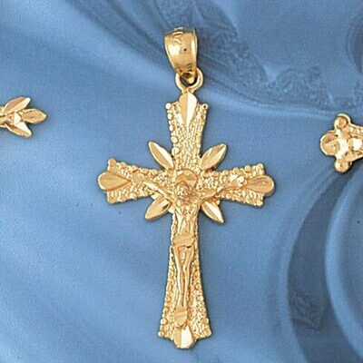 Dazzlers Jewelry Jesus Christ on Cross Pendant Necklace Charm Bracelet in Yellow, White or Rose Gol…