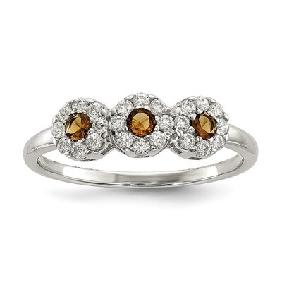 Champagne CZ Diamond Ring Sterling Silver QR6765, MPN: QR6765, 883957994161