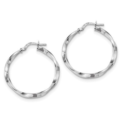Twisted Hoops Earrings Sterling Silver Rhodium-plated Polished QE13269, MPN: QE13269, 191101234033