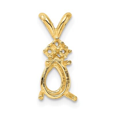 Pear 4-Prong with 3 Diamond Accent 4.5 x 2.5mm Pendant Setting 14k Yellow Gold YG994, MPN: YG994,