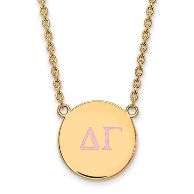 Delta Gamma Small Enameled Pendant with 18 Inch Chain Gold-plated Silver GP028DG-18, MPN: GP028DG-1…