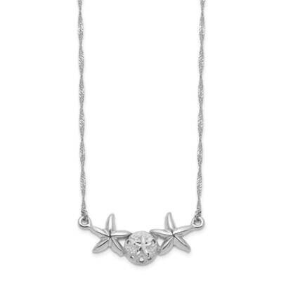 Sand Dollar Starfish Necklace 14k White Gold Brushed SF2671-17, MPN: SF2671-17, 883957598727