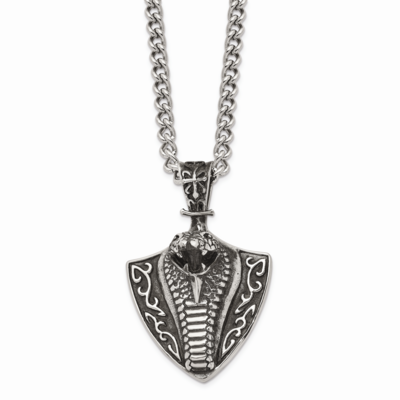 Snake on Shield 30 Inch Necklace Stainless Steel Antiqued SRN1052-30 by Chisel, MPN: SRN1052-30, 88…