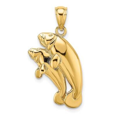 Polished Two Manatees Charm 14k Gold 2-D K7830, MPN: K7830, 637218040872