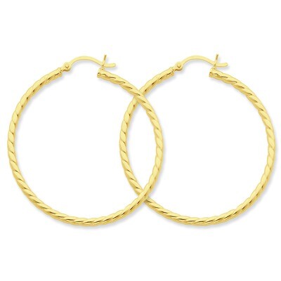 Gold-flashed Twisted 45mm Hoop Earrings Sterling Silver QE6658, MPN: QE6658, 886774247267