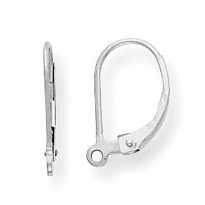 Leverback with Split Ring Single Earring Component 14k White Gold WG789, MPN: WG789,