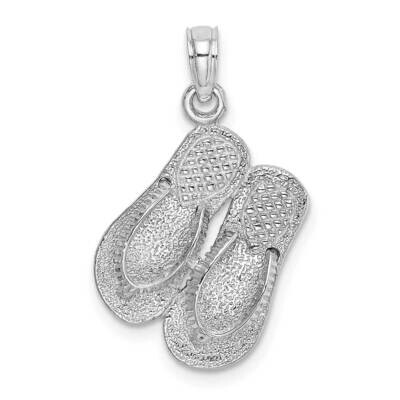 Large Textured Strap Double Flip-Flop Charm 14k White Gold K8003W, MPN: K8003W, 637218118175