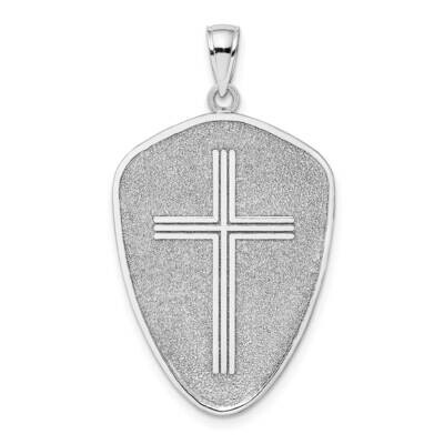 Cross Shield with Joshua 1:9 On Reverse Charm 14k White Gold K9582W, MPN: K9582W, 637218180585