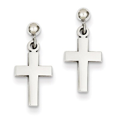 Polished Cross Earrings 14k White Gold K1418, MPN: K1418, 886774250397